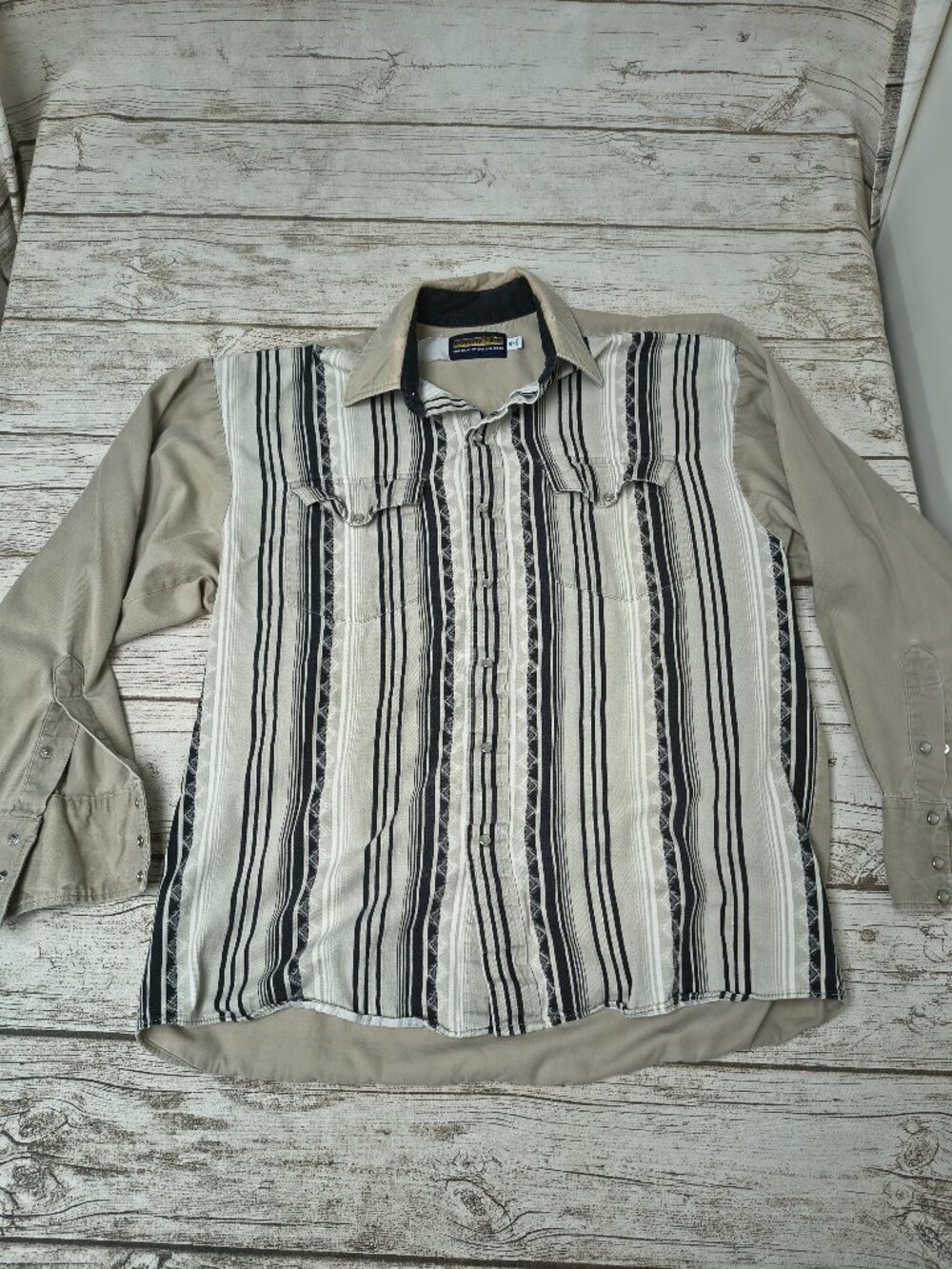 Vintage Panhandle Slim Striped Pearl Snap Western Shirt Men Size M